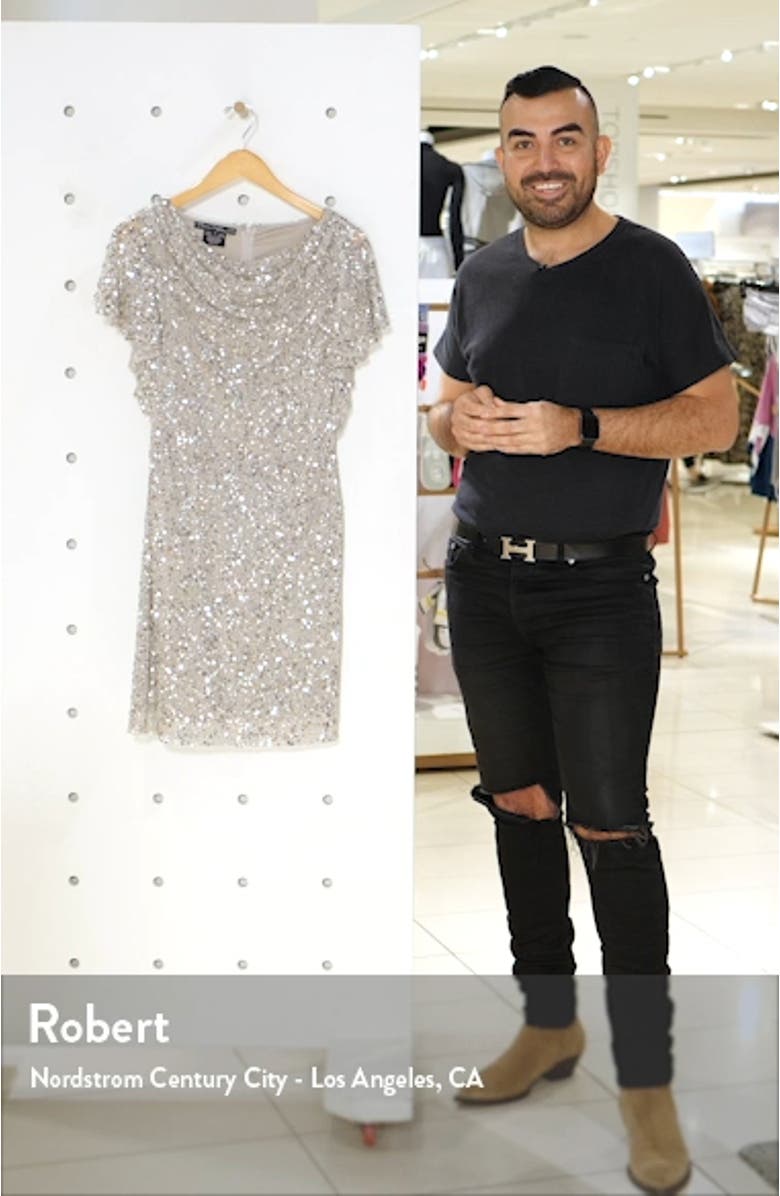 Cowl Neck Sequin Cocktail Dress, sales video thumbnail