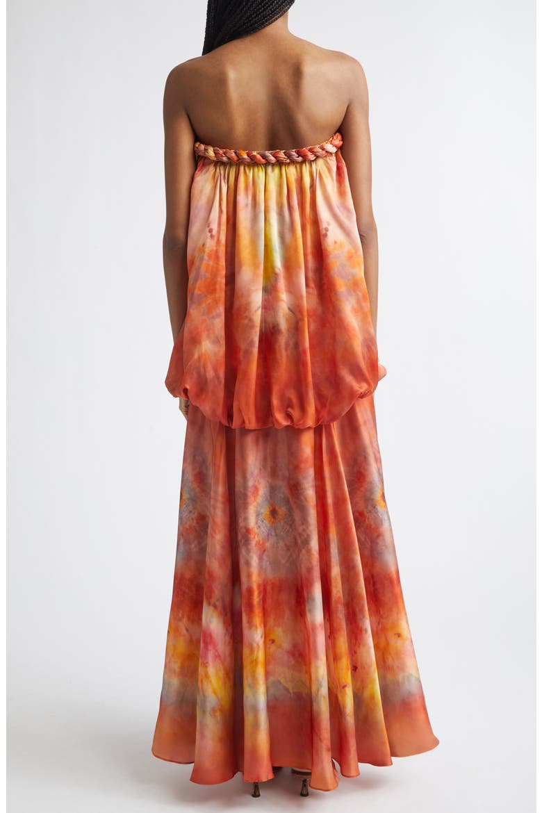 Luna Twist Print Silk Gown, Alternate, color, RUBY TIE DYE