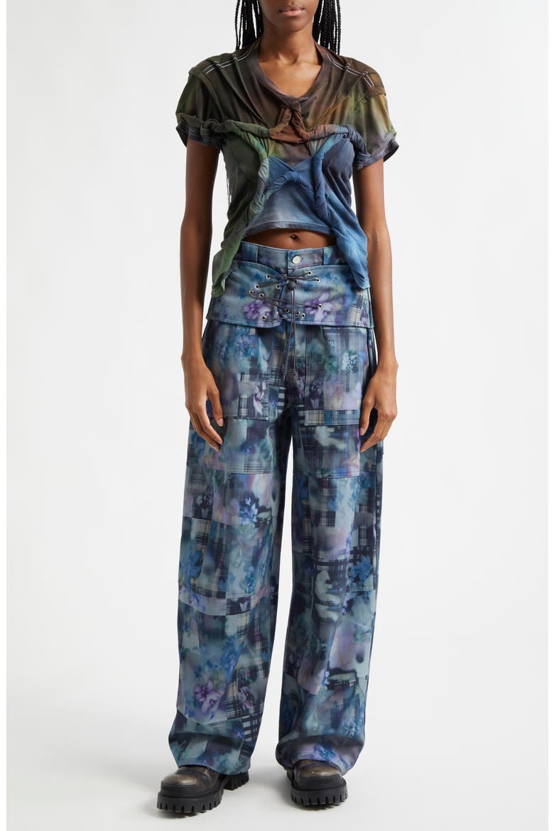 Navy Garden Blur Bungee Pants, Alternate, color, NAVY GARDEN BLUR
