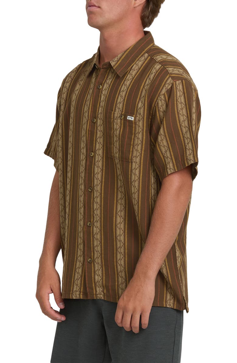 Billabong Sundays Stripe Jacquard Short Sleeve Cotton Button-Up Shirt, Alternate, color, Vintage Khaki