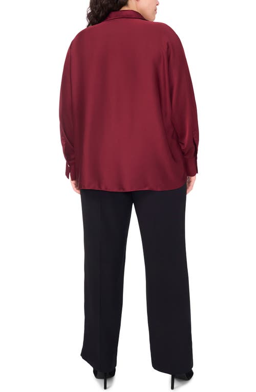 Halogenr Halogen(r) Charmeuse Button-up Shirt In Burgundy