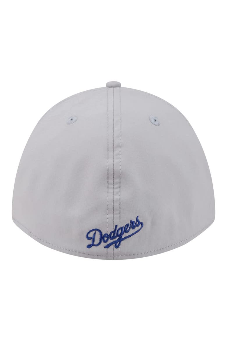 Men's New Era Gray Los Angeles Dodgers Patch 39THIRTY A-Frame M-Crown Perforated Flex Hat, Alternate, color, Gray