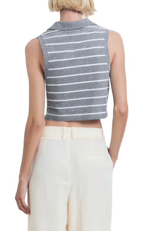 Mango Stripe Crop Polo In Gray