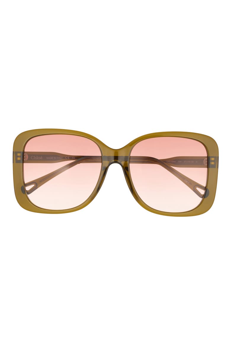 57mm Core Square Gradient Sunglasses, Main, color, GREEN GREEN ORANGE