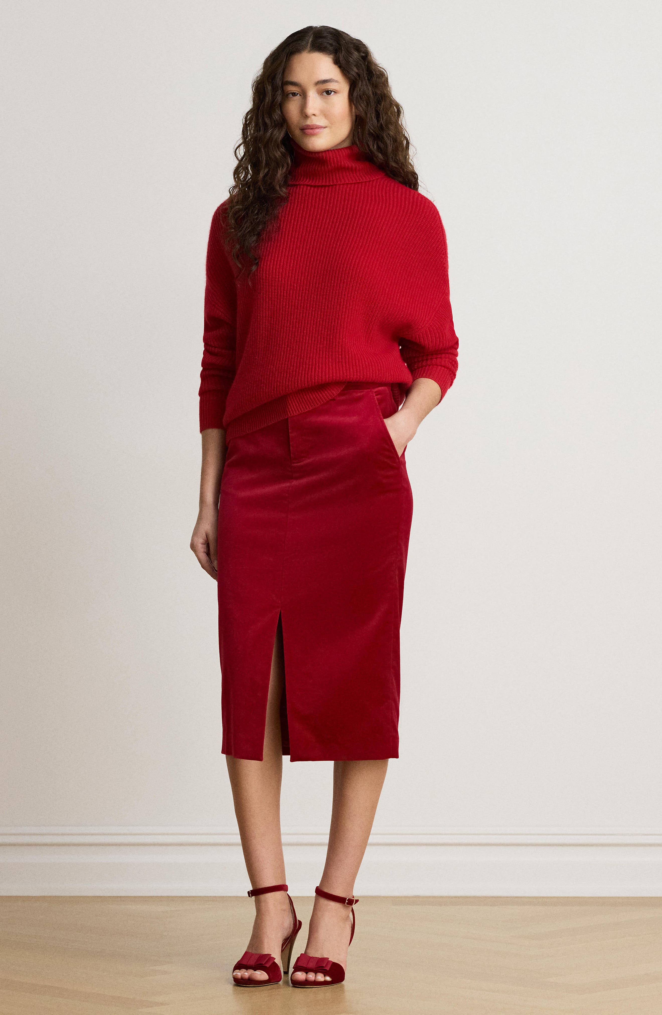 Lauren Ralph Lauren Stretch Velvet Pencil Skirt (Women) | Nordstrom