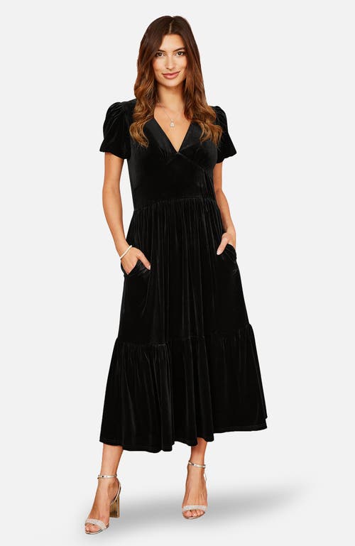 Yumi Velvet Midi Dress In Black