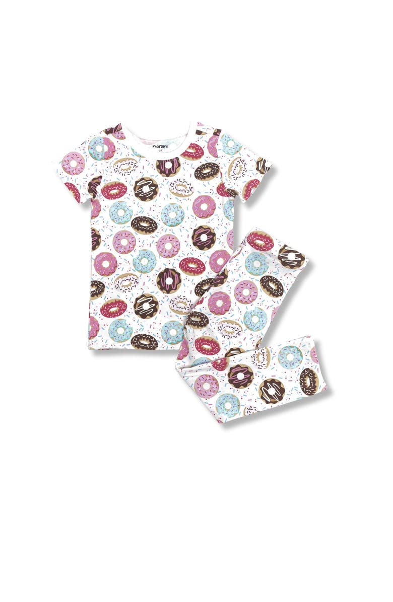 Norani Kids Organic Two-Piece Short Sleeve Pajama Set in Donuts, Main, color, Donuts