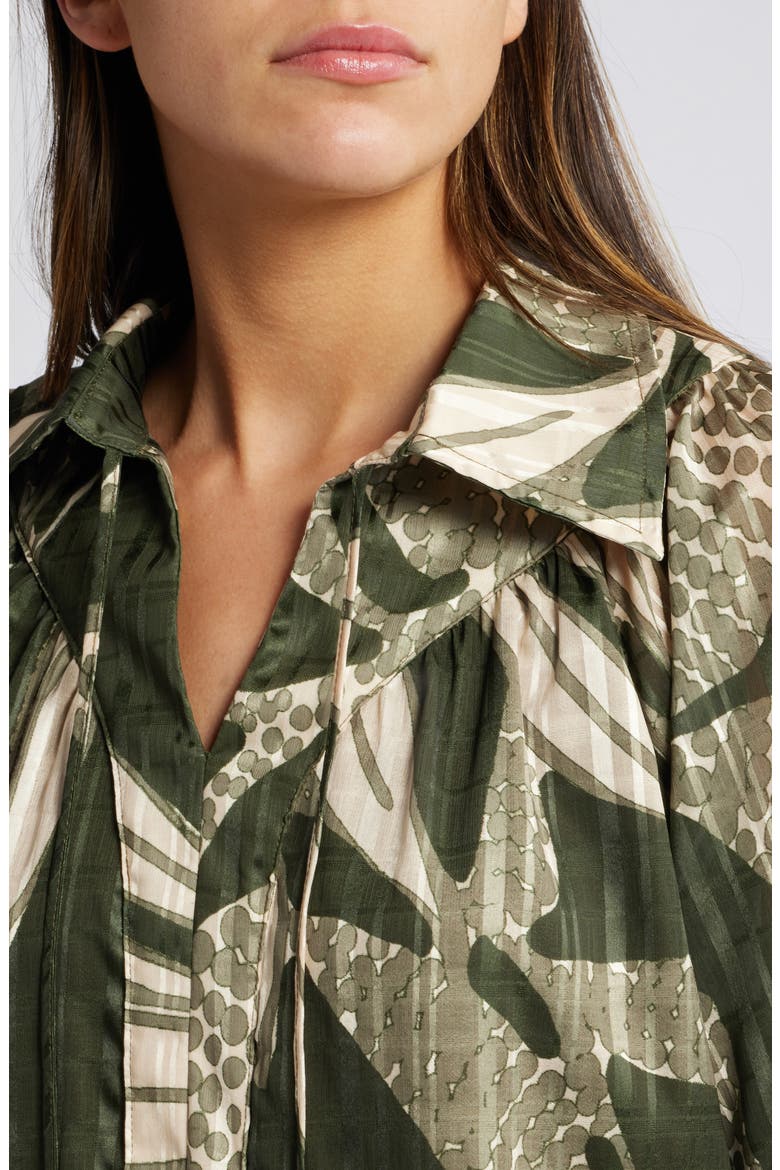 Elisa Print Long Sleeve Shirtdress, Alternate, color, OLIVE/ SAGE