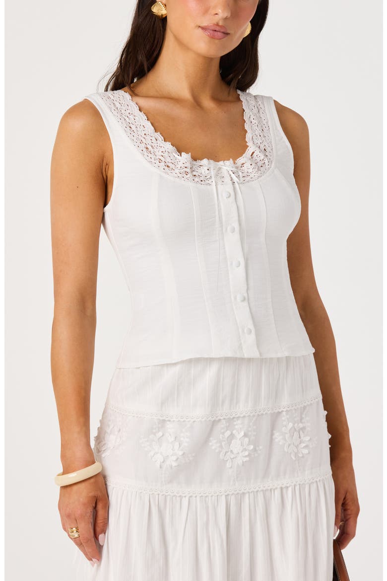 Victoria Lace Trim Sleeveless Top, Alternate, color, WHITE