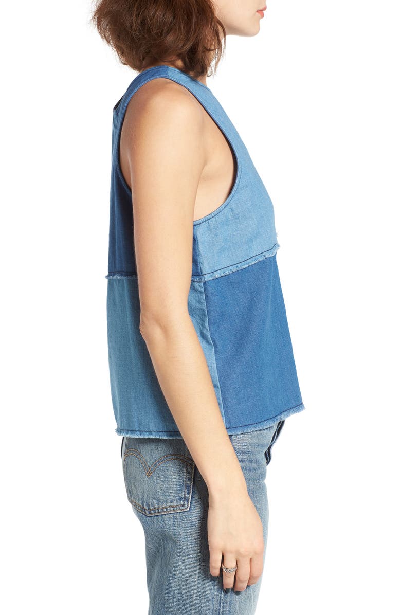 BP. Denim Patchwork Tank, Alternate, color, 