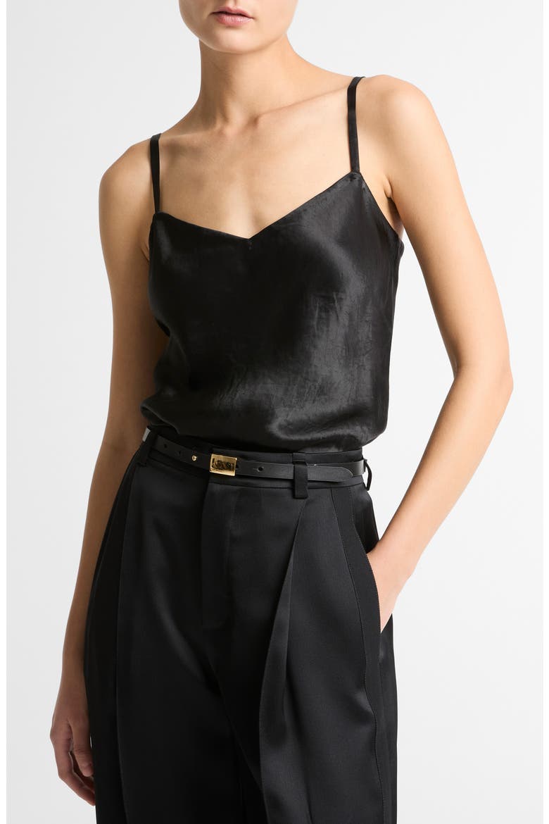 Crinkle Satin Camisole, Main, color, BLACK