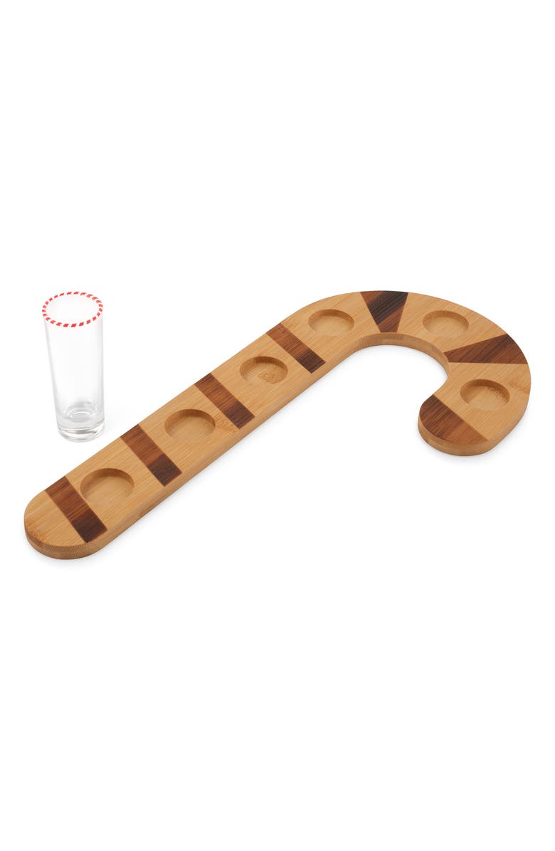 Brooklyn Steel Co. 7-Piece Candy Cane Shot Glass Board Set, Alternate, color, Natural