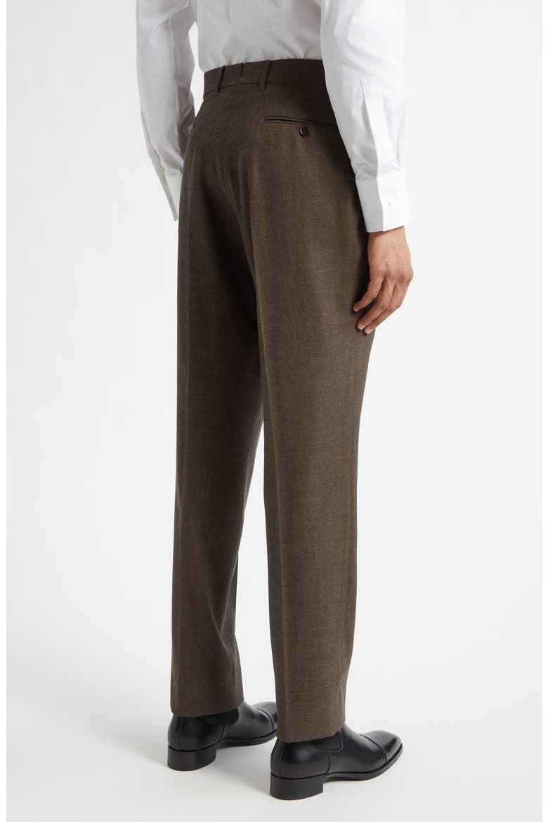 Fresco New Double Pleat Mohair, Wool & Linen Blend Pants, Alternate, color, KHAKI BROWN