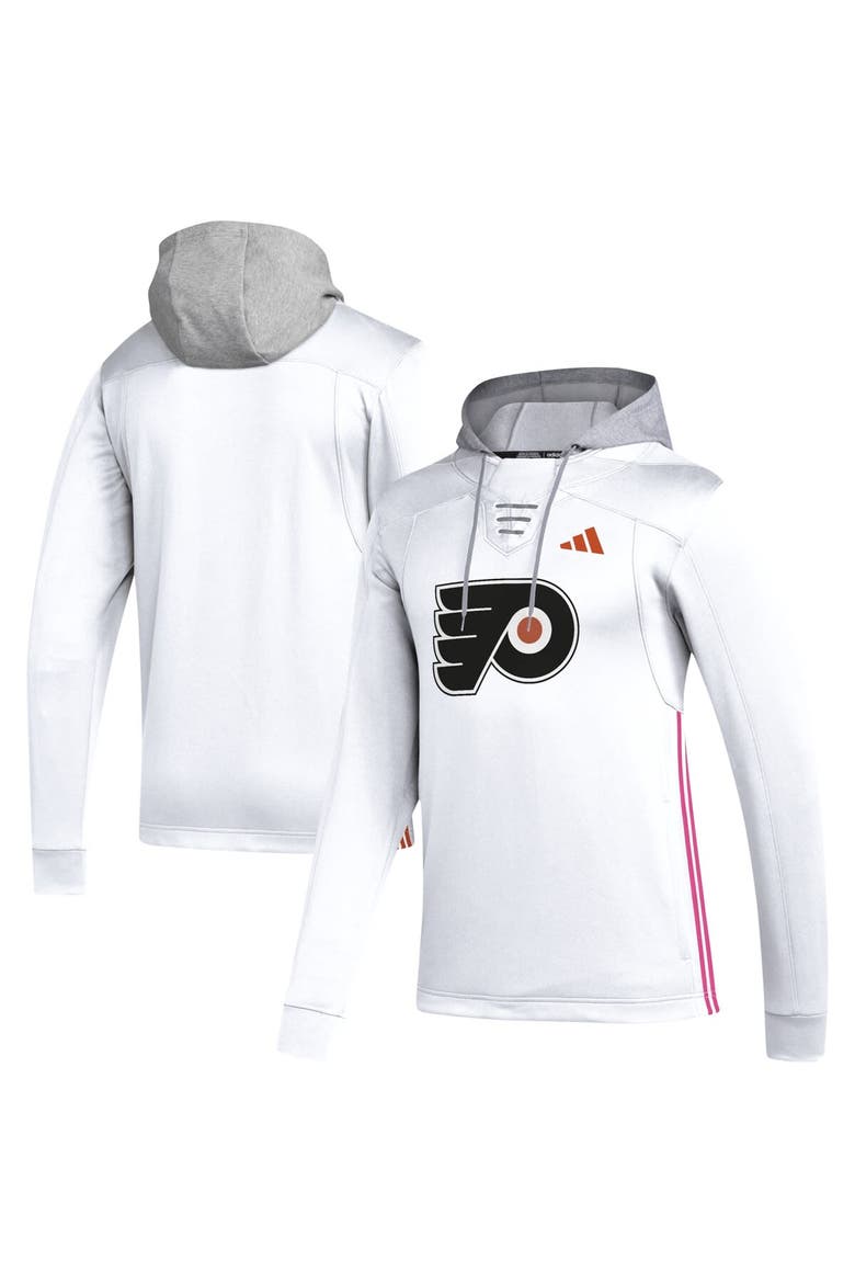 Men's adidas White Philadelphia Flyers Refresh Skate Lace AEROREADY Pullover Hoodie, Alternate, color, White