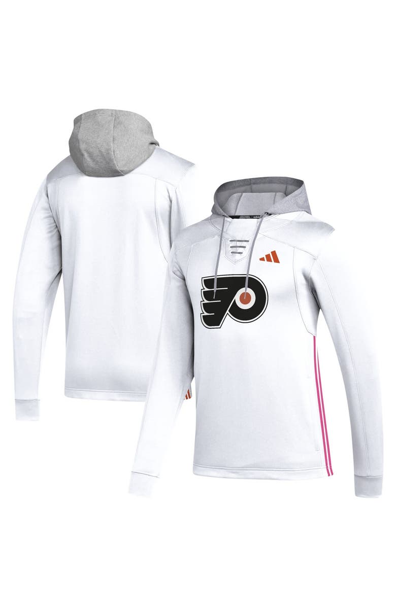 adidas Men's adidas White Philadelphia Flyers Refresh Skate Lace AEROREADY Pullover Hoodie, Alternate, color, 