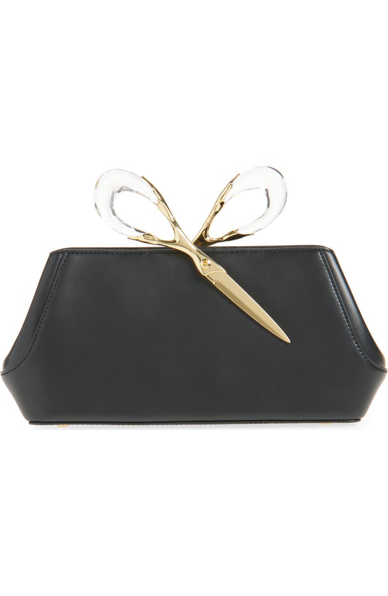Alexis Bittar The Scissor Leather Clutch, Main, color, Black