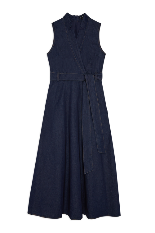 Karen Millen Belted Denim Midi Dress In Purple
