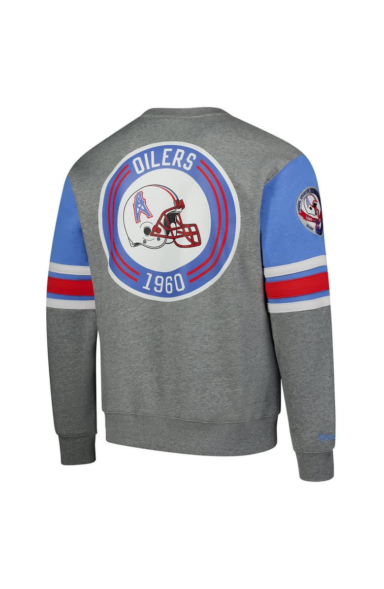 Mitchell & Ness Men's Mitchell & Ness Heather Gray Houston Oilers All Over 4.0 Vintage Logo Pullover Sweatshirt, Alternate, color, Heather Gray