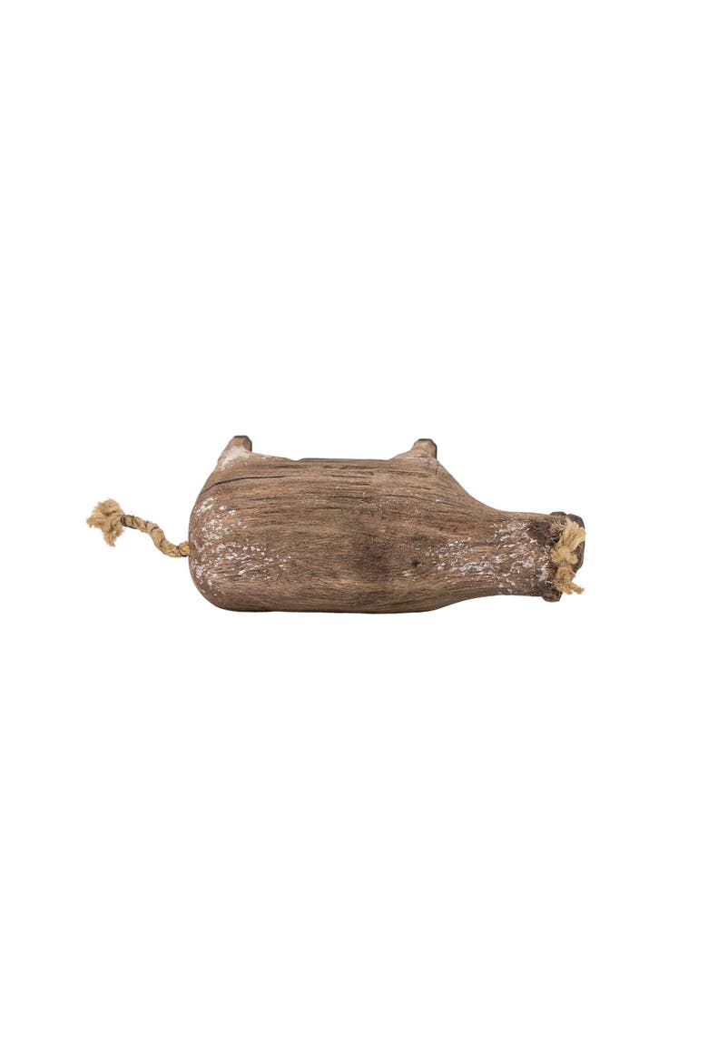 Carved Cow Decorative Accent Natural Wood & Jute, Alternate, color, Brown