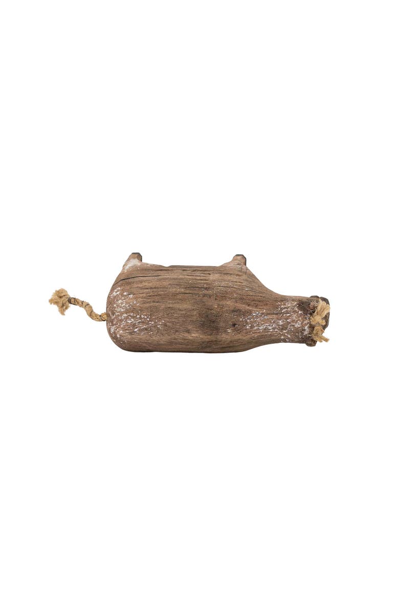 Foreside Home and Garden Carved Cow Decorative Accent Natural Wood & Jute, Alternate, color, Brown