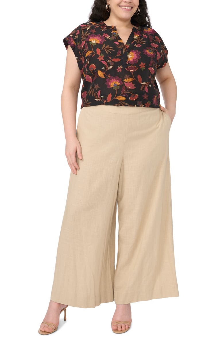 Vince Camuto Print Top, Alternate, color, Rich Black
