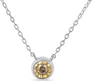 Haus of Brilliance Silver 1/5 Cttw Bezel Set Champagne Diamond Solitaire 18" Pendant Necklace