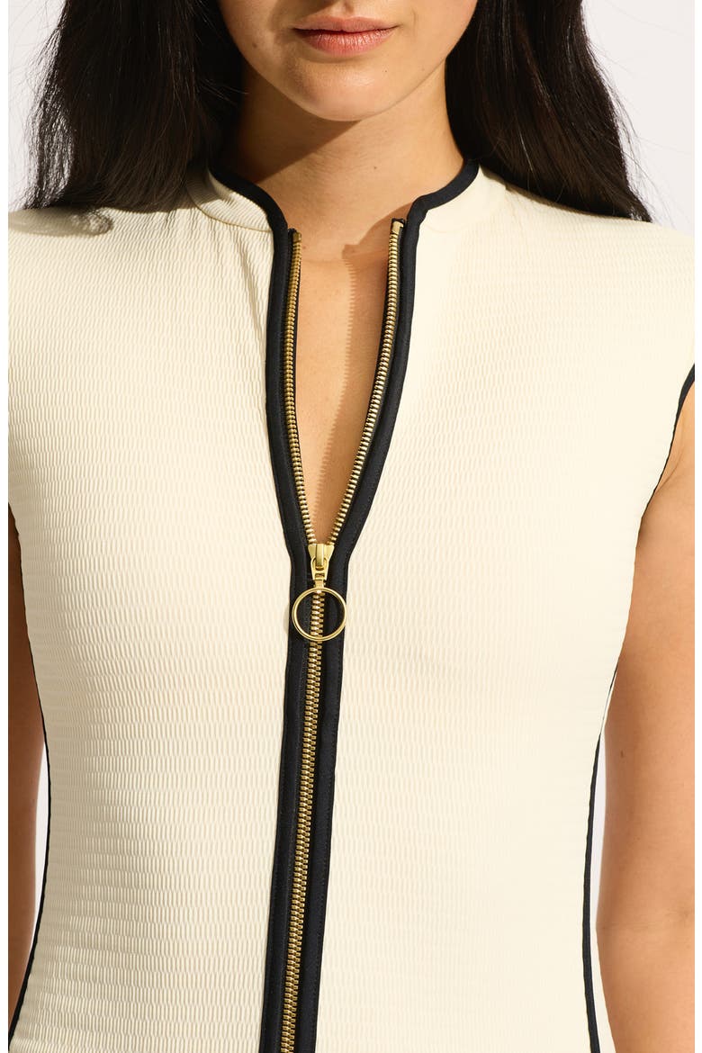 Cap Sleeve Zip-Up Rashguard, Alternate, color, ECRU