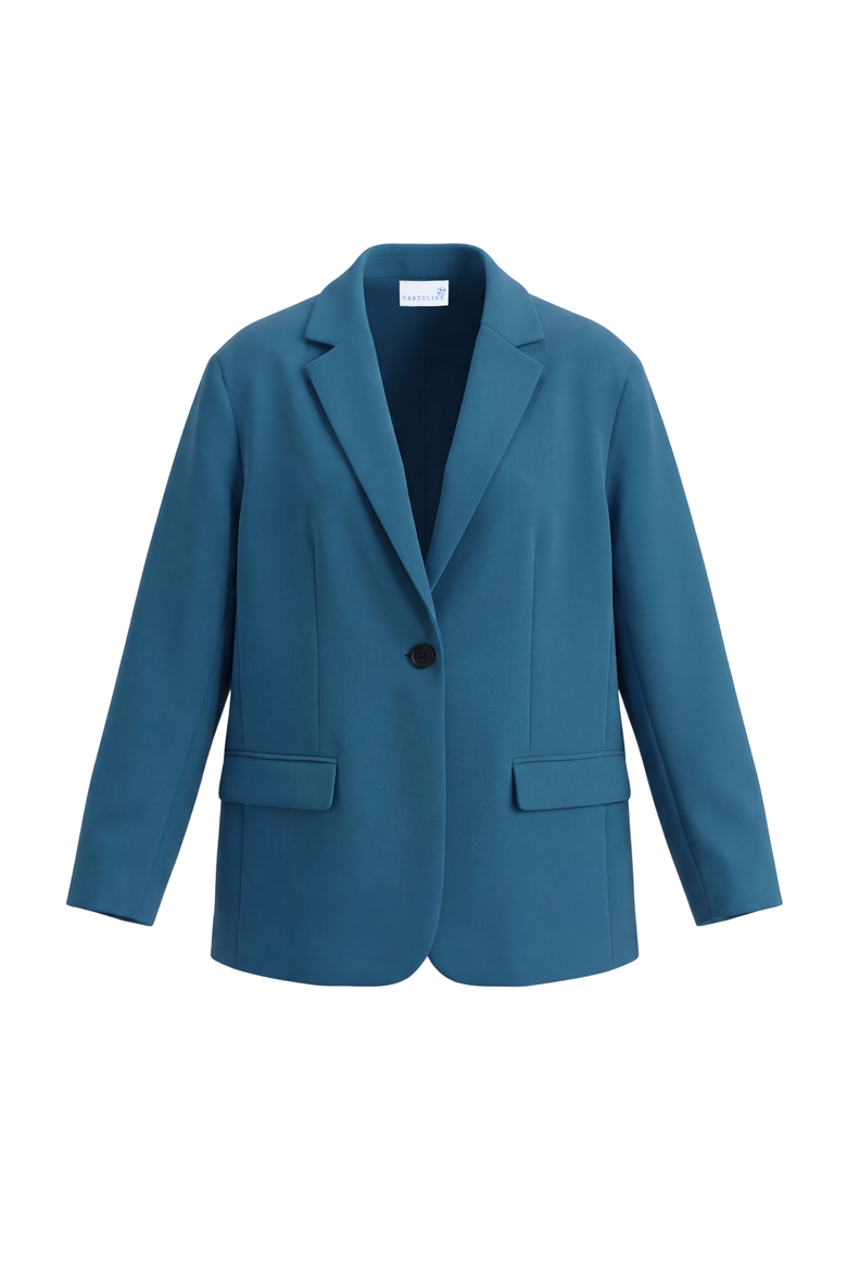 Willow Crepe Blazer, Main, color, Deep Teal