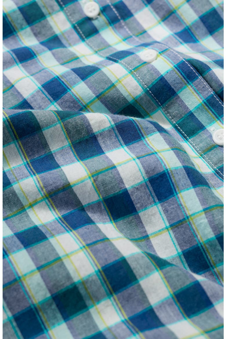 Rose Garden Check Organic Cotton Popover Shirt, Alternate, color, SAMARA SEED KINGFISHER
