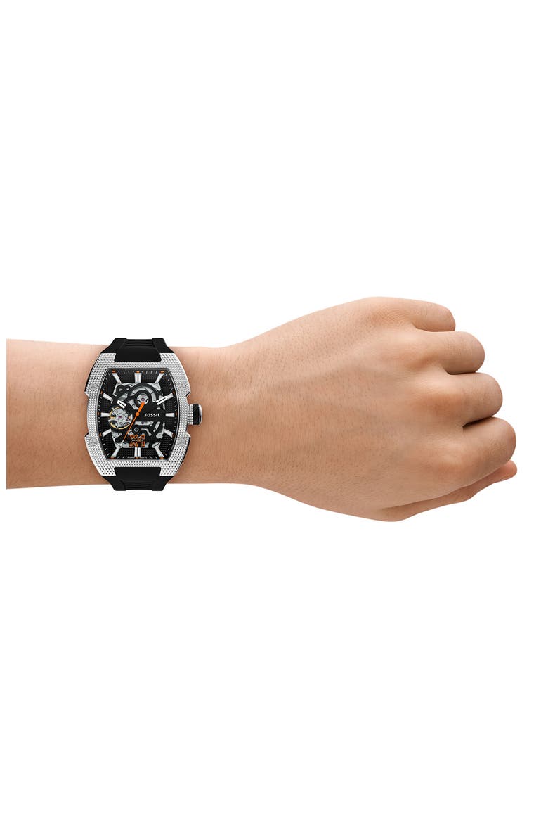 Machine X-1 Automatic Silicone Strap Watch, Alternate, color, BLACK/ SILVER