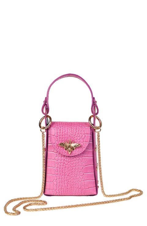 Anette Croc-Embossed Leather Crossbody Bag