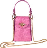 Persaman New York Anette Croc-Embossed Leather Crossbody Bag