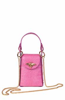 Anette Croc-Embossed Leather Crossbody Bag