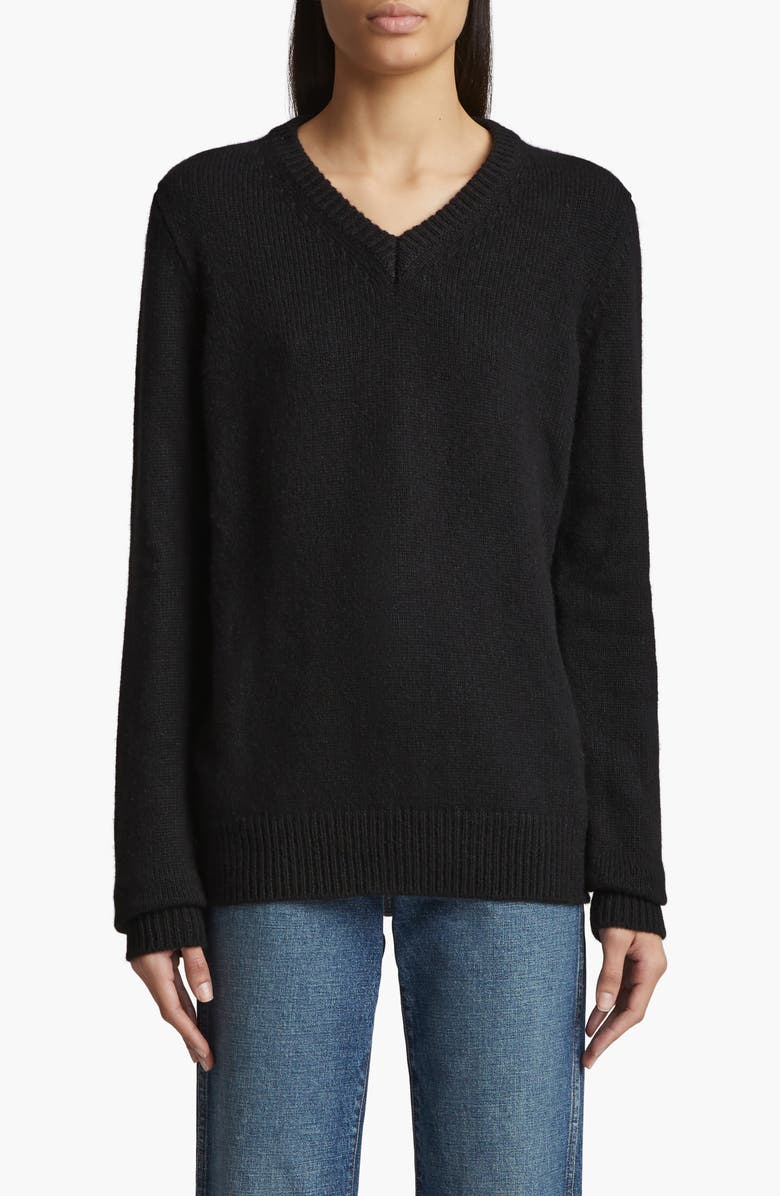 Khaite Inga Cashmere & Mohair V-Neck Sweater, Main, color, 