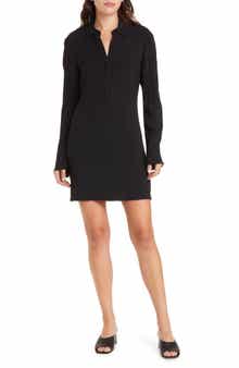 Theory Slim Fit Long Sleeve Polo Dress