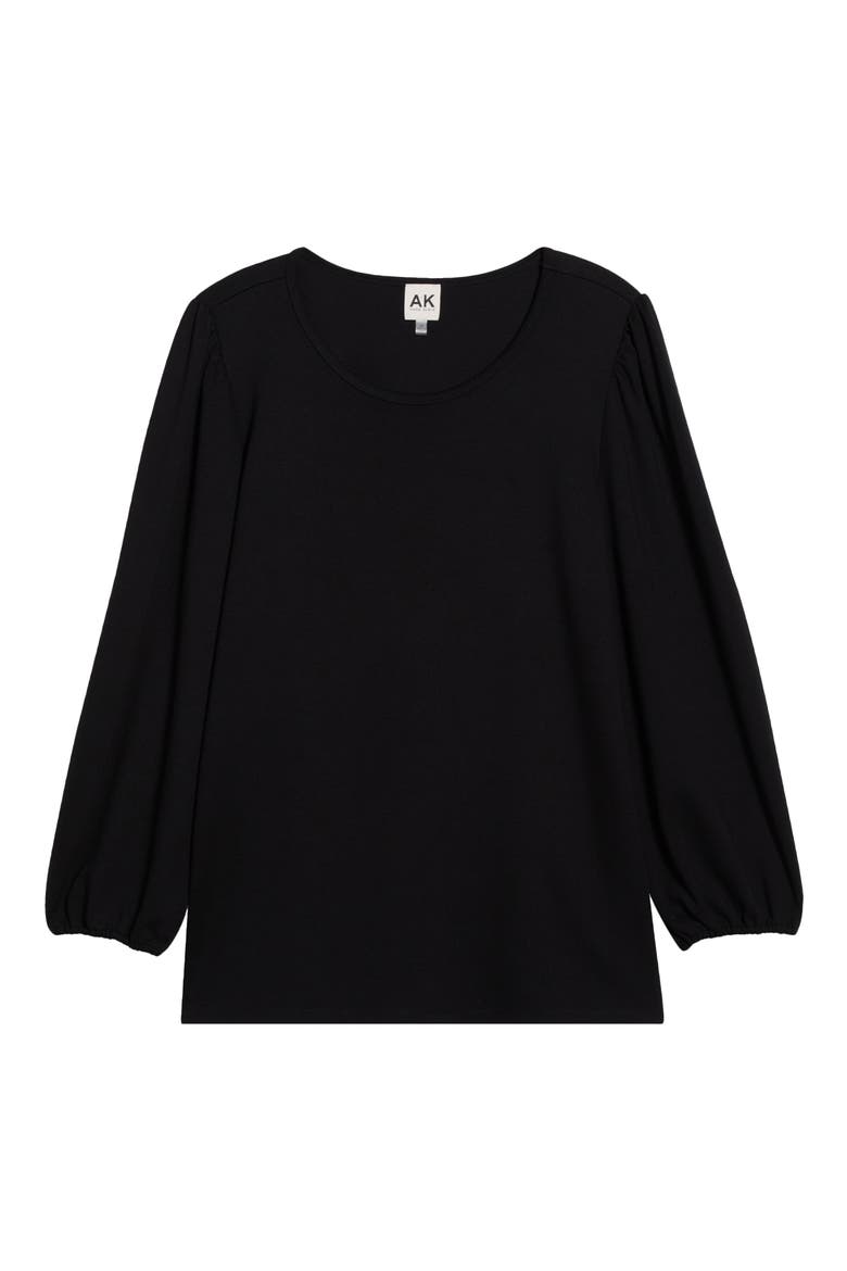 Puff Sleeve Knit Top, Alternate, color, ANNE BLACK