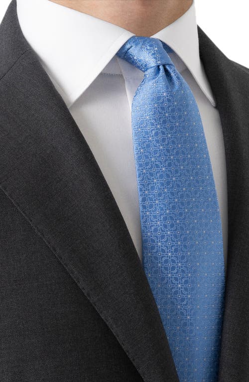 Eton Light Blue Floral Jacquard Silk Tie In Blue