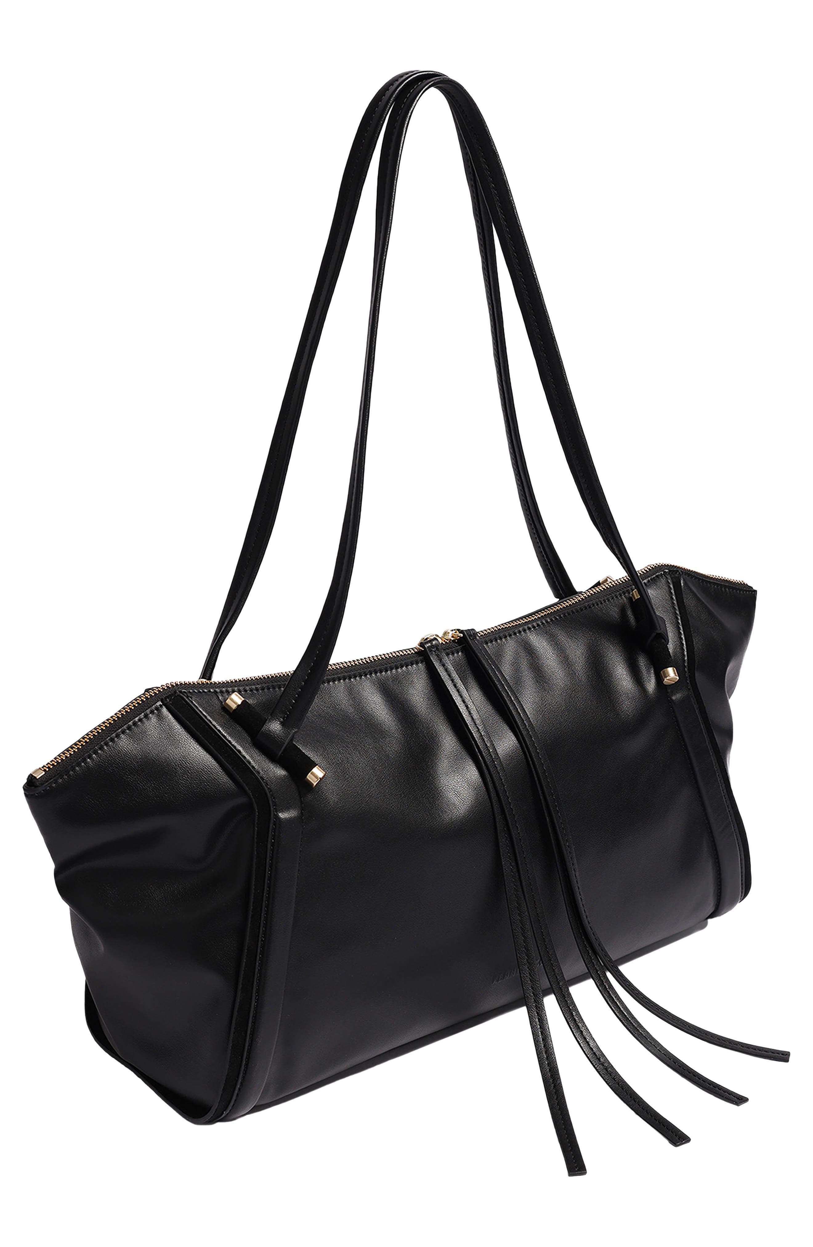 Highline Top Zip Leather Tote, Alternate, color, BLACK