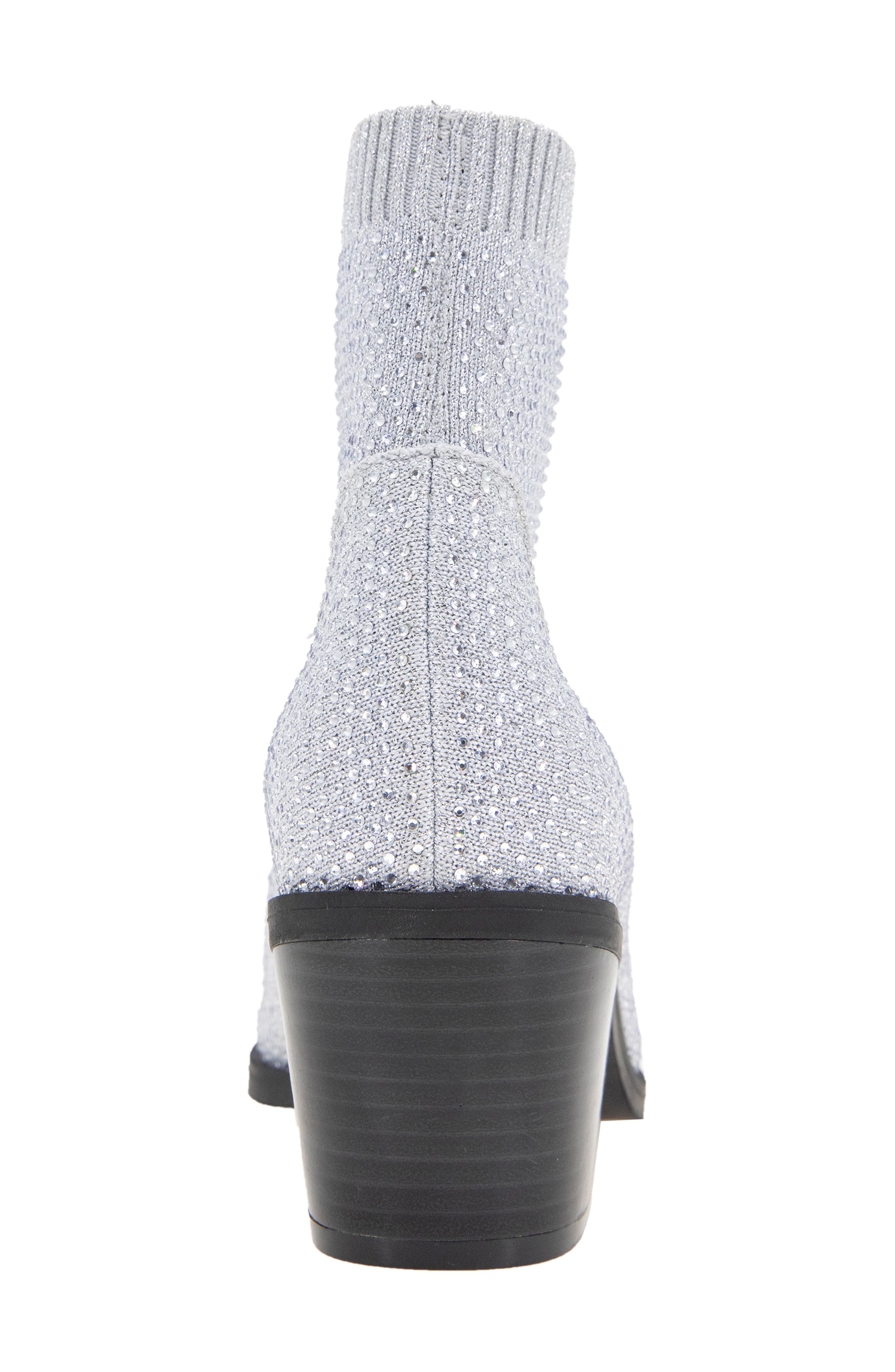 Jess Bejeweled Sock Bootie, Alternate, color, SILVER KNIT