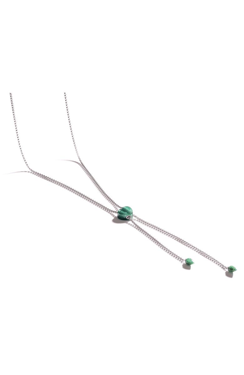 LuvMyJewelry Green Aventurine Heart Lariat Necklace, Alternate, color, Silver