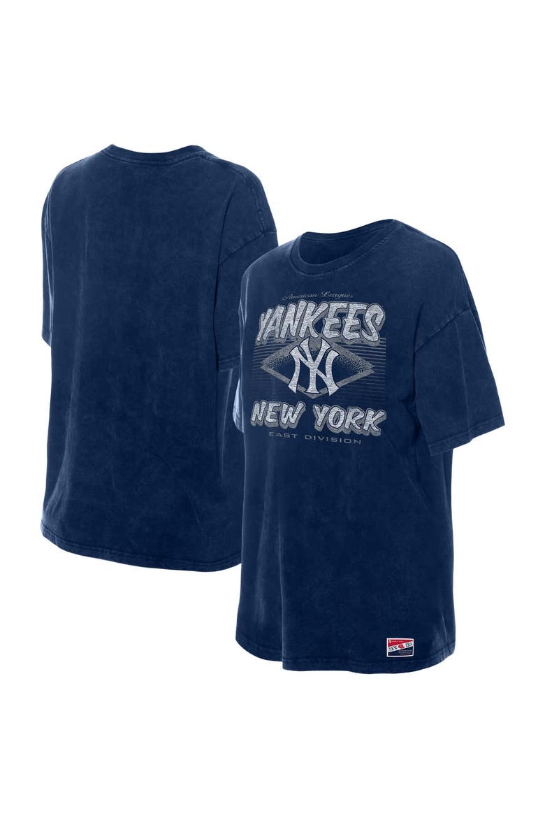 Women's New Era  Navy New York Yankees Mineral Wash Oversized T-Shirt, Main, color, Navy