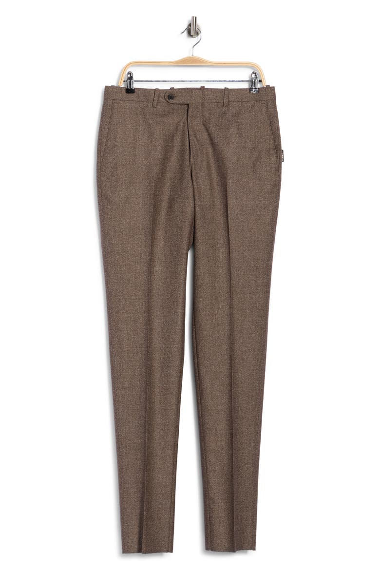 Harker Flat Front Wool and Cotton Trousers, Main, color, BROWN