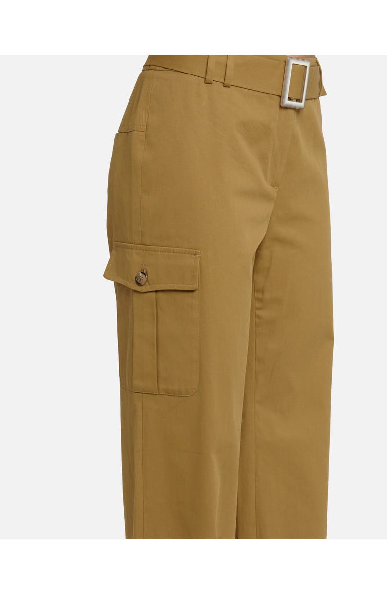 Santorelli MACY Wide Leg Cargo Pants with Side Patch Pockets and Buckled Belt in Stretch Cotton, Alternate, color,
