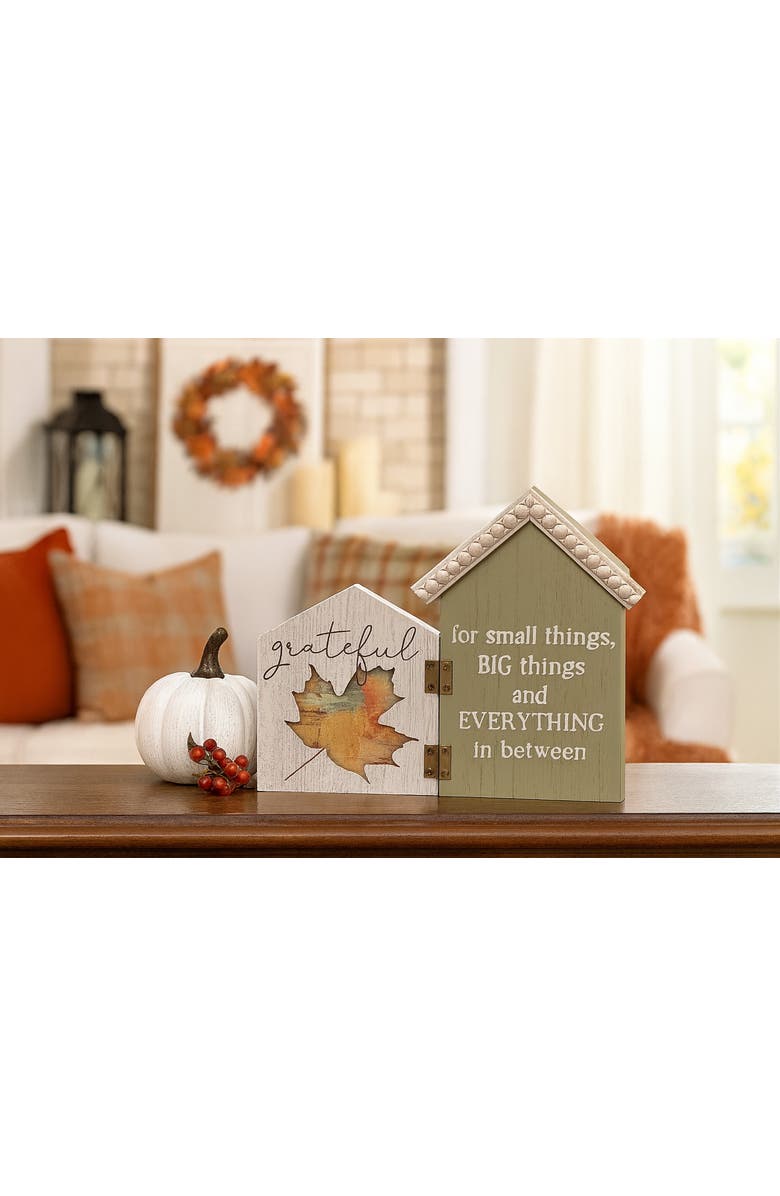 Transpac Wood Brown Harvest Grateful Tabletop Decor, Alternate, color, Brown