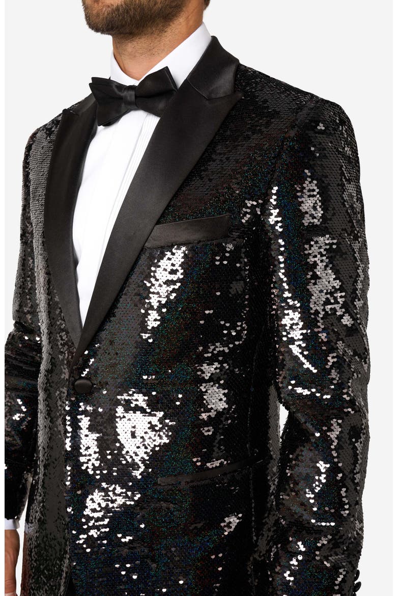 Starblazing Black Sequin Dinner Jacket, Alternate, color, BLACK