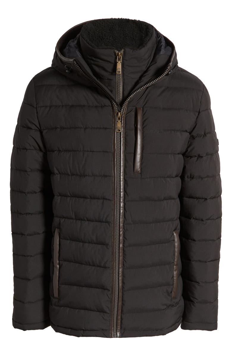 Vince Camuto Quilted Water Resistant Hooded Puffer Jacket with Faux Shearling Lined Bib, Alternate, color,
