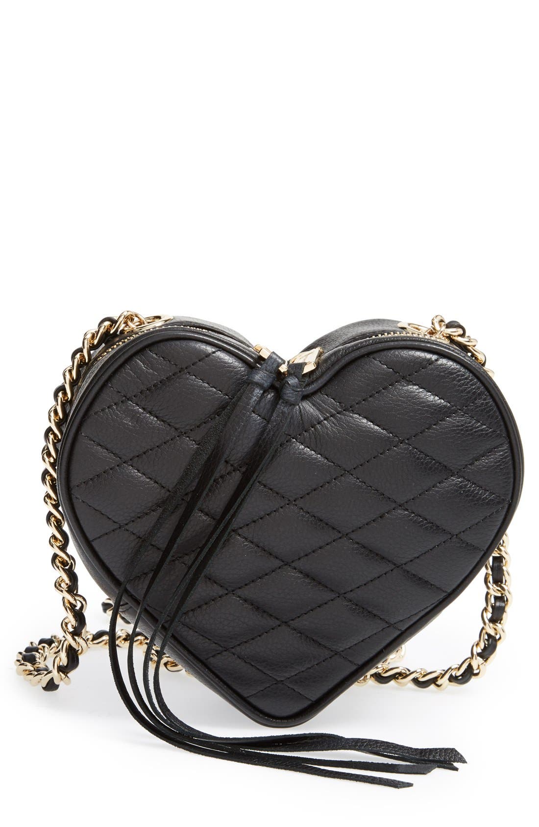 Heart Crossbody Bag, Main, color, BLACK