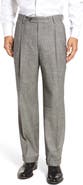 Berle Touch Finish Pleated Plaid Classic Fit Stretch Wool Trousers