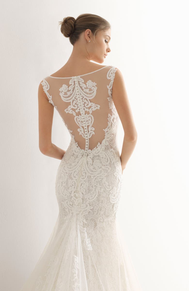 Rosa Clará Abac Sweetheart Illusion Back Mermaid Gown, Alternate, color, 