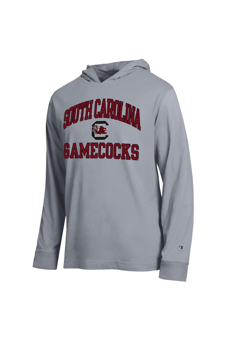 Men's Champion  Heather Gray South Carolina Gamecocks High Motor All-Star Long Sleeve Hooded T-Shirt, Alternate, color, Heather Gray